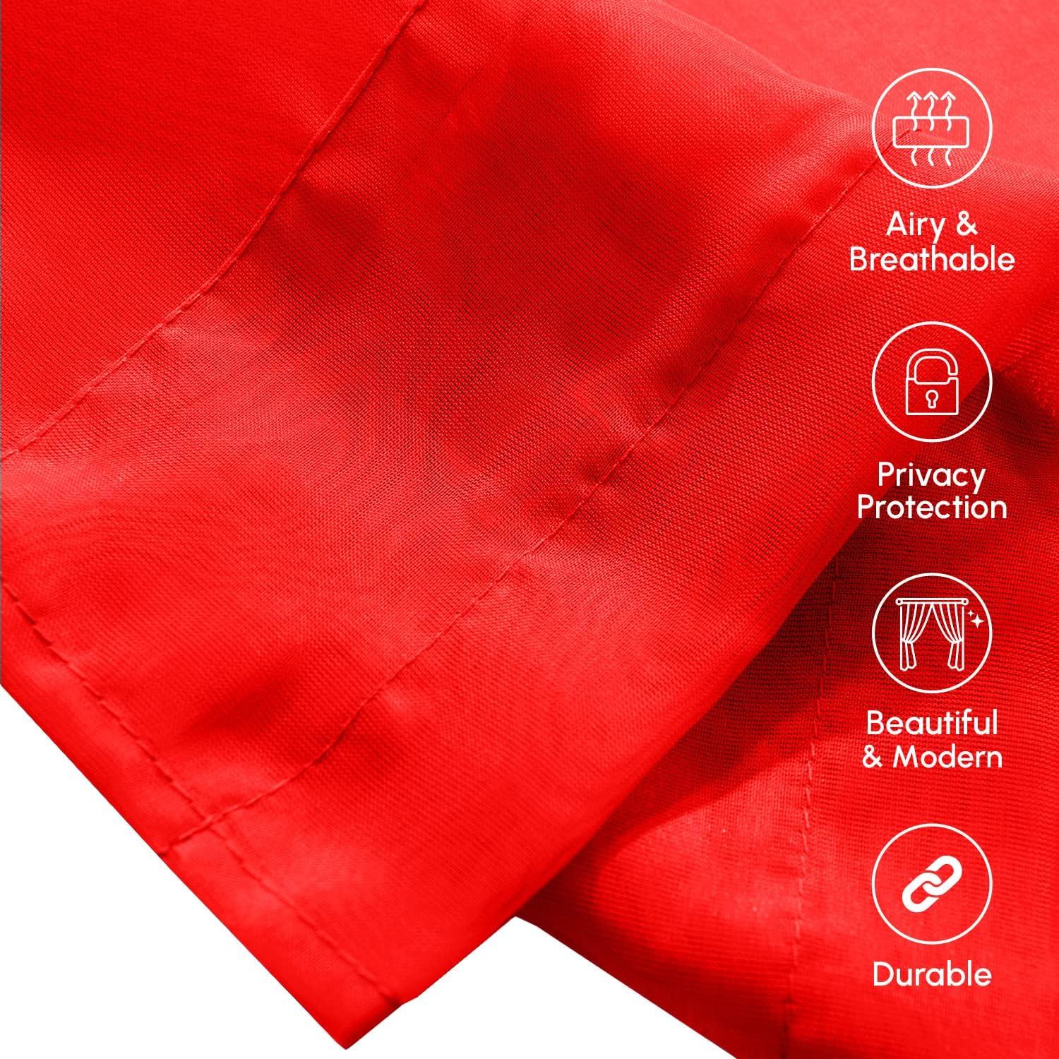 Elegant Comfort 2 Piece Solid SHEER PANEL with ROD POCKET - Window Curtain  60-inch width X 84-inch Length -  Red