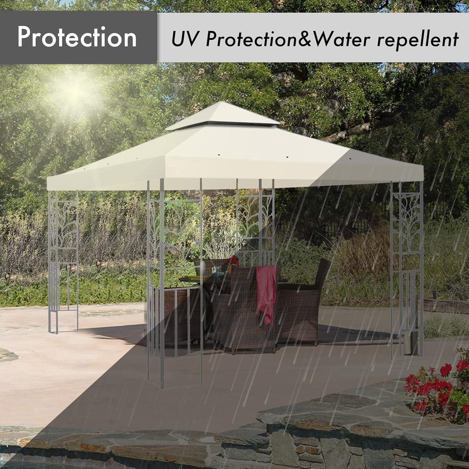 Sunny Replacement Canopy Top Cover for 10'X10' Gazebo Polyester Double Tiers for Outdoor Garden Patio Pavilion Sunshade