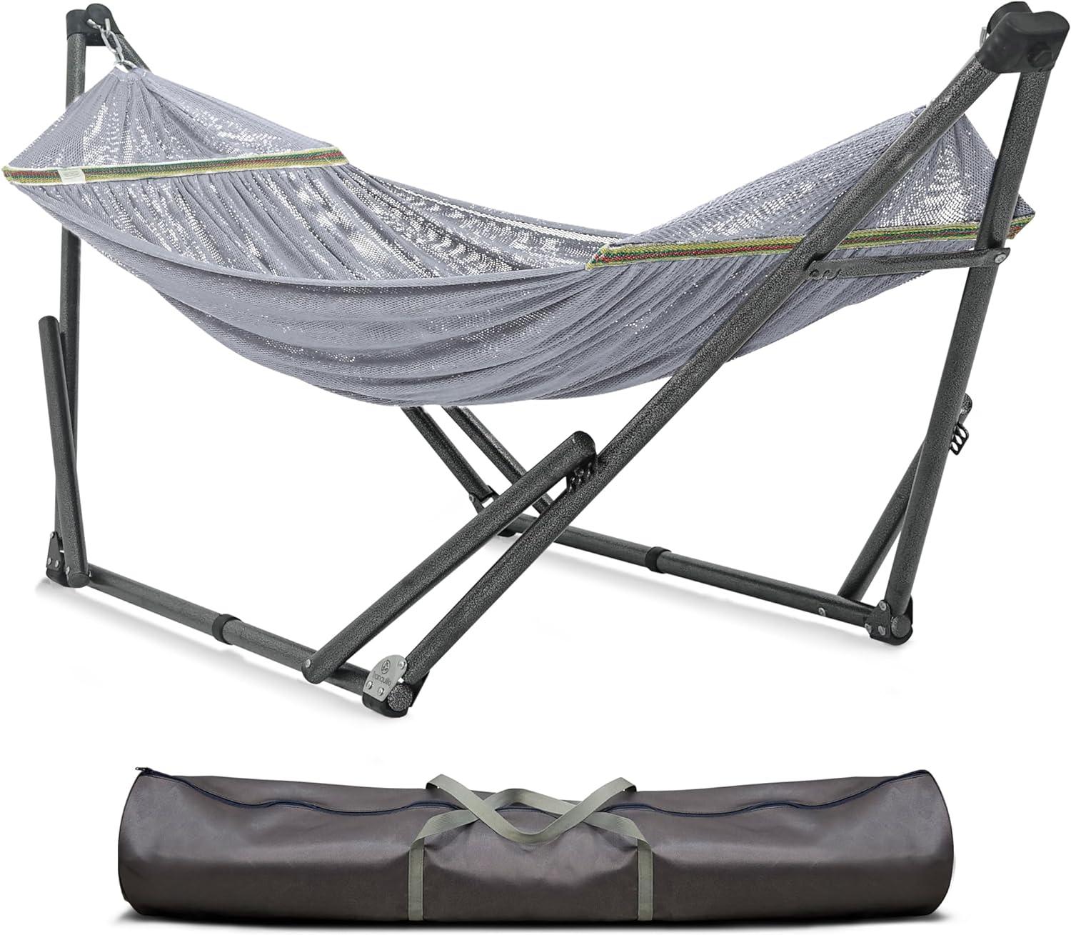 Tranquillo Uniki 30s Foldable Hammock Stand, 550 lbs Capacity, No Screws Needed, Grey