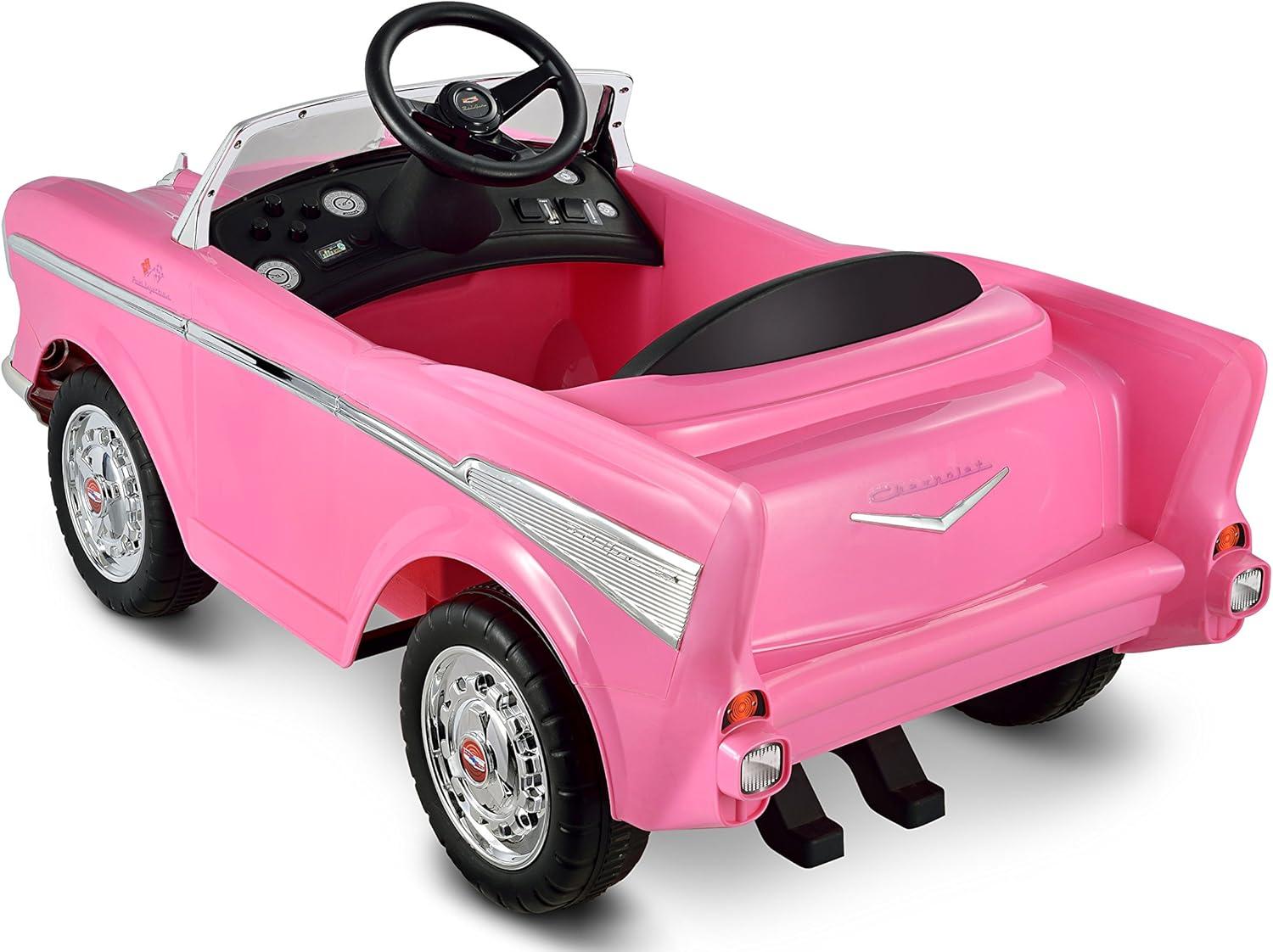 KID MOTORZ Pink Barbie Princess Theme Toy Car, Interactive Pink Chevy Bel Air Ride-on from Movie, Pink Princess Gift for Girls, Birthday Ideas for Ages 3 and Up Toddlers Girls