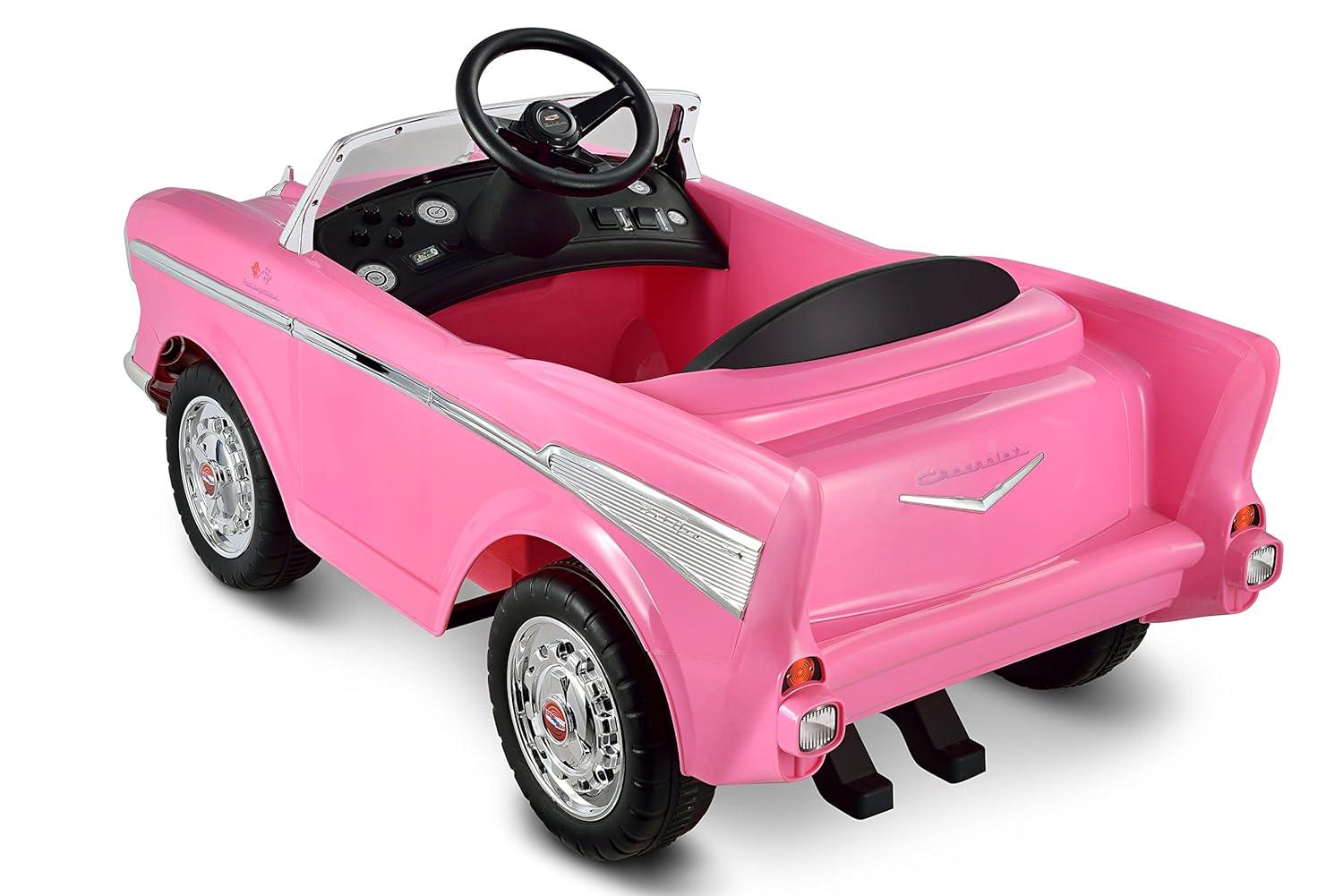 KID MOTORZ Pink Barbie Princess Theme Toy Car, Interactive Pink Chevy Bel Air Ride-on from Movie, Pink Princess Gift for Girls, Birthday Ideas for Ages 3 and Up Toddlers Girls