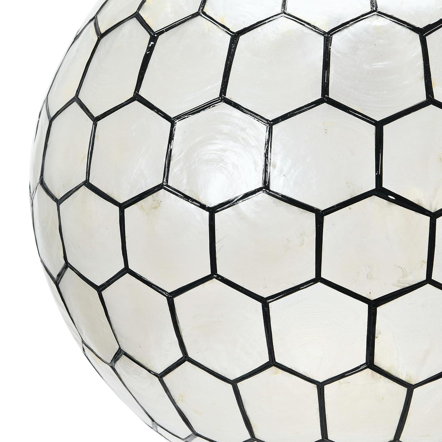 Storied Home 16"x15" Capiz Honeycomb Globe Pendant Light: Artisan Crafted, ETL Listed, Metal Frame