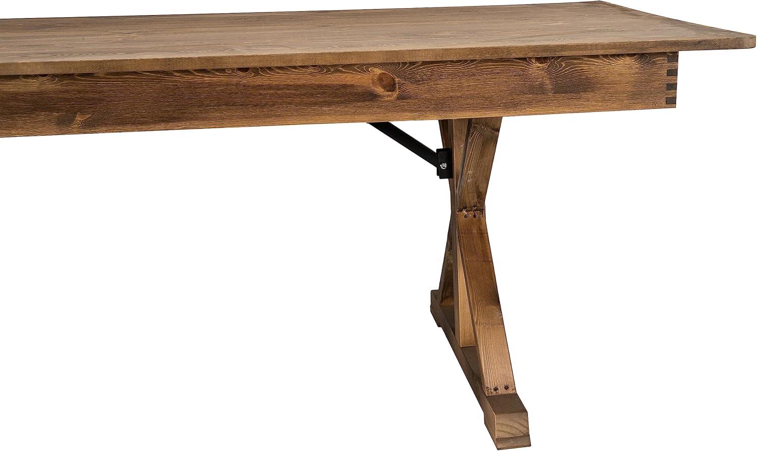 Flash Furniture Eternity Rectangular Solid Pine Farm Dining Table with Folding X-Style Legs