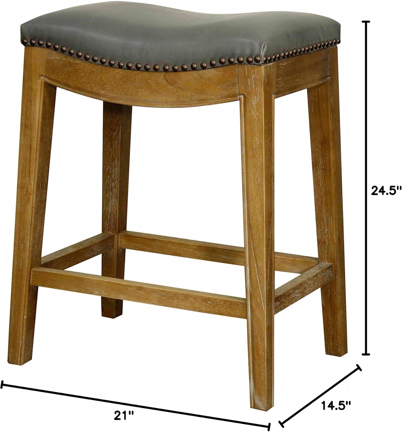 Elmo Bonded Leather Counter Stool Weathered Smoke Legs, Vintage Gray