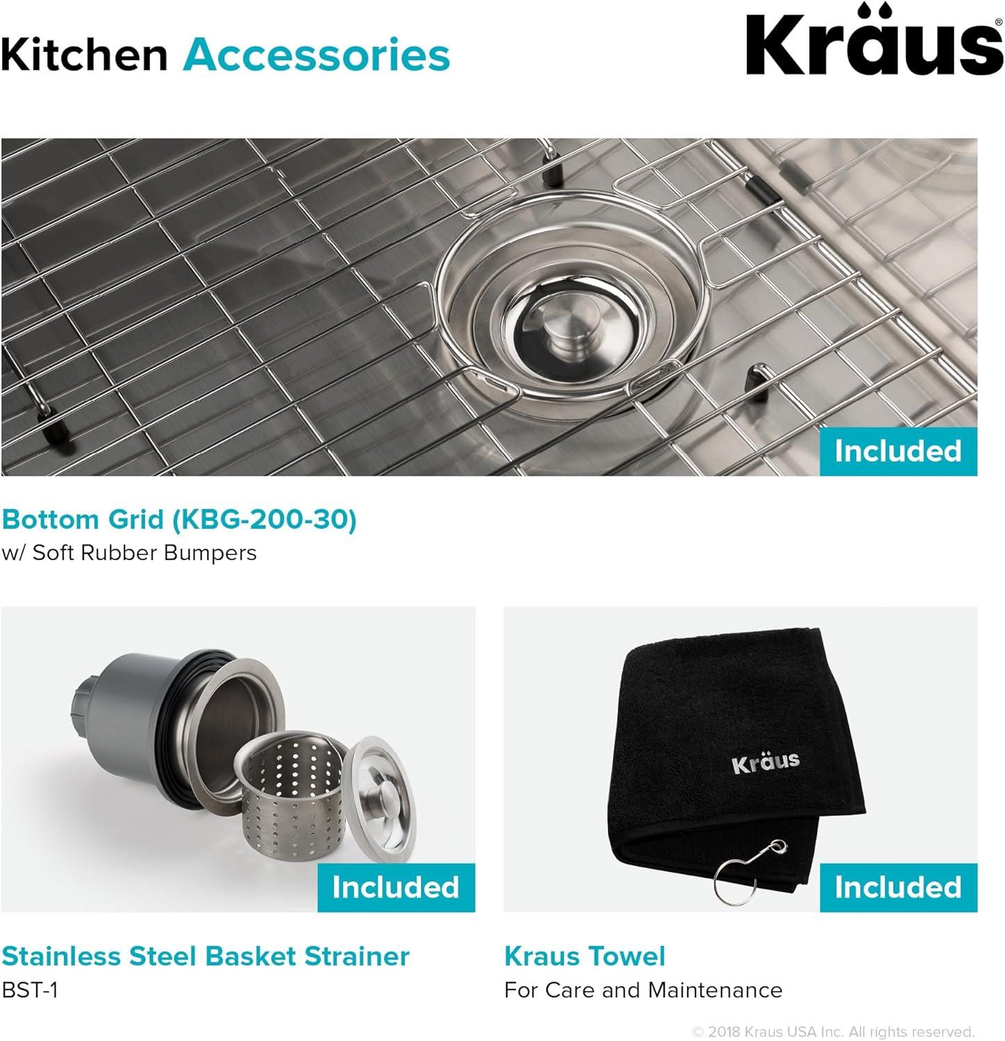 KRAUS Standart Pro Apron Front Farmhouse 16 Gauge Single Bowl Stainless Steel Kitchen Sink