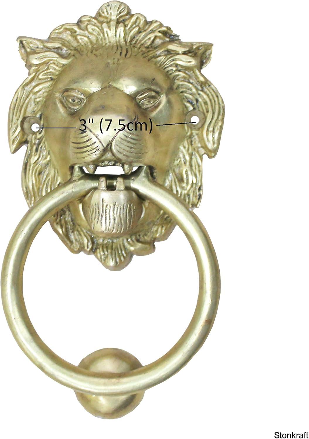 eSplanade - Lion Face Door Knocker Gate Knocker Door Pulls | Decorative Door Accessories - Home Decor | Brass - 6" Inches