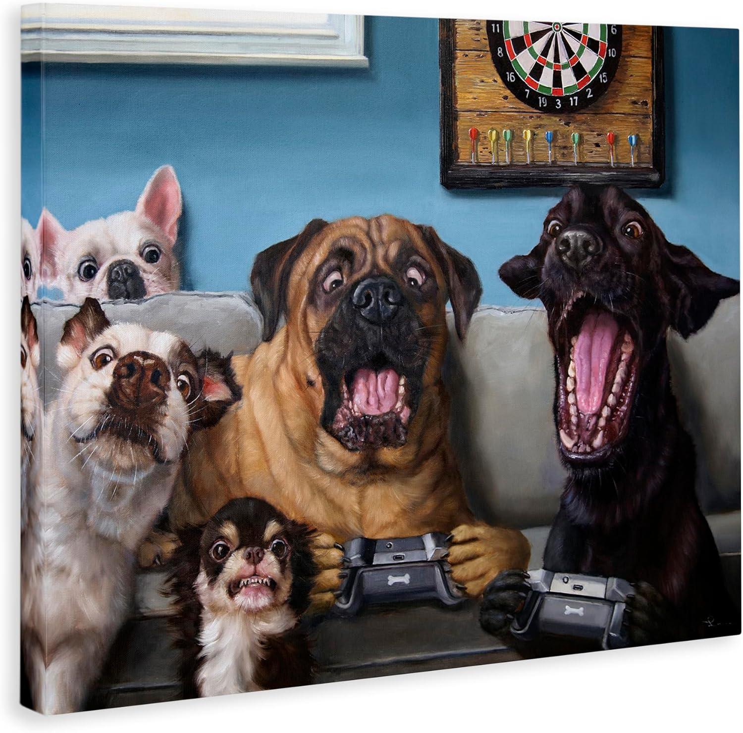 Trinx Funny Dogs Playing Video Games - Graphic Art on Canvas