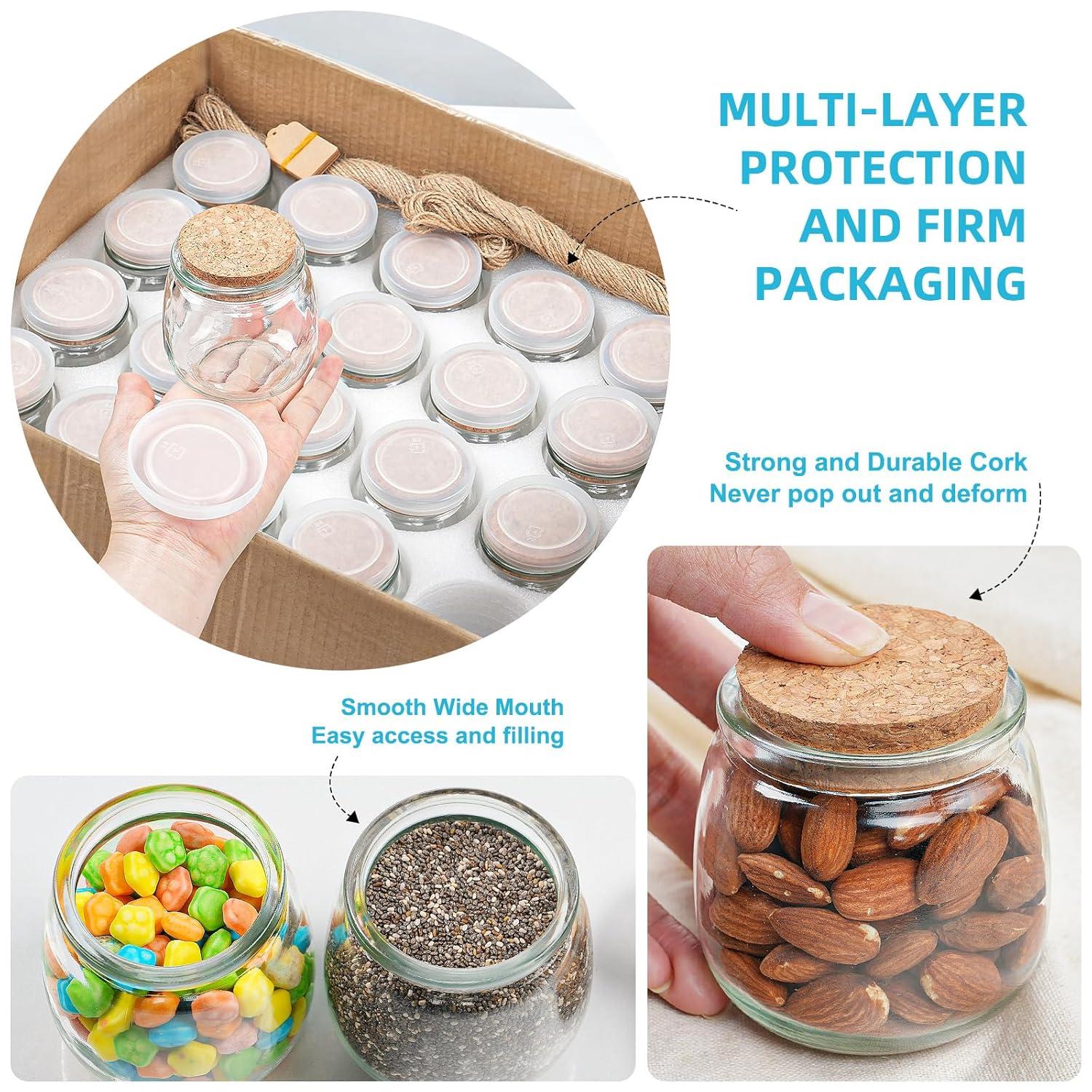 40 Pack Syntic 7oz Thick Candle Jars for Making Candles, Empty Container with with Cork Lids, PE Lids for Gift Favors, Party decorate Clear