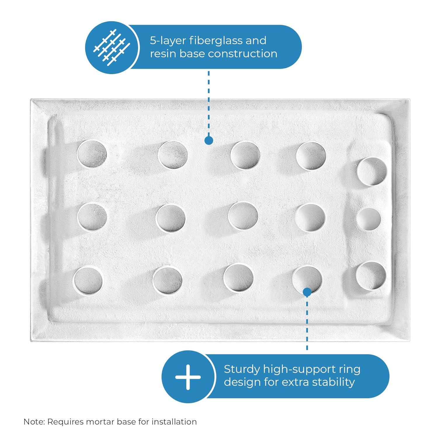 Ove Decors 15SBR-OLIV38-WHTWM OVE Decors 38" x 36" Rectangle Shower Base Pan, White Acrylic, Center Drain, Reversible Design