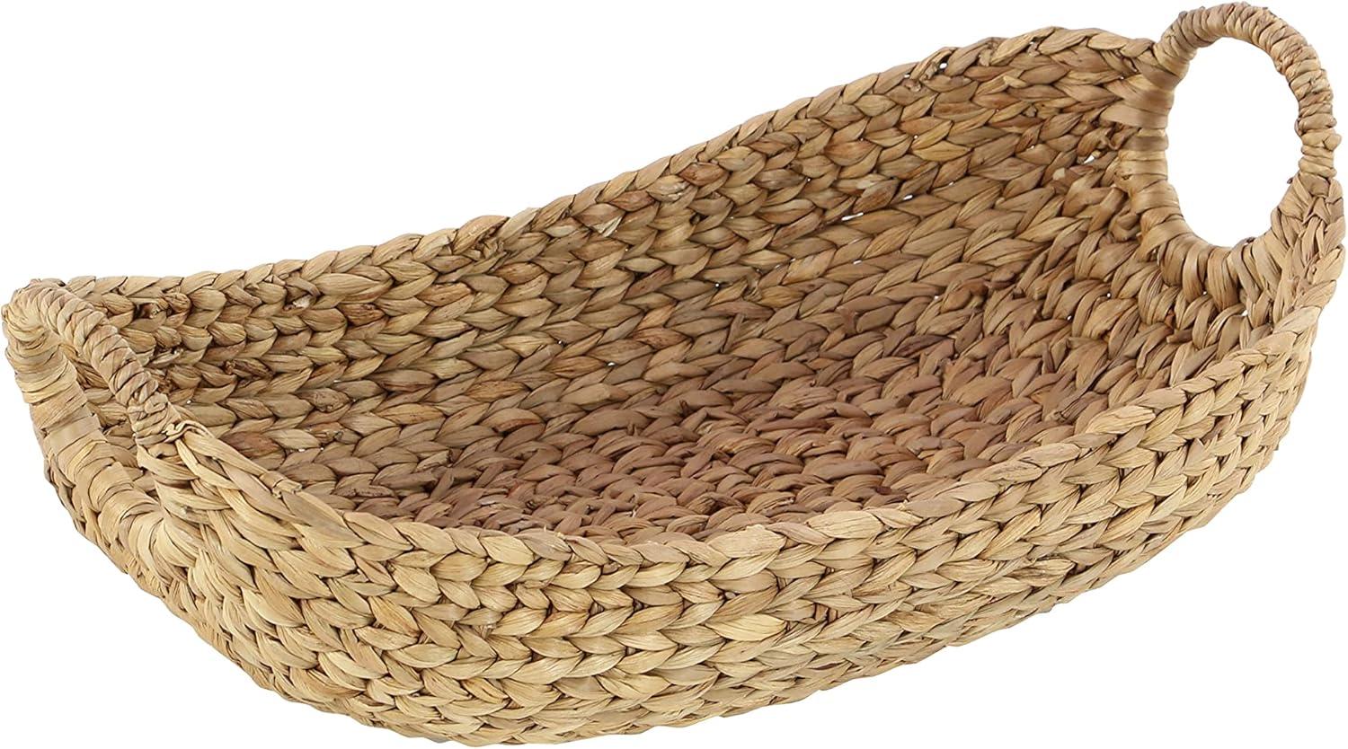 DecMode 23", 21", 19", 16", Brown Seagrass Handmade Storage Basket with Metal Handles, 5-Pieces