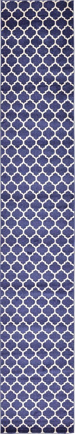 Unique Loom 2' 7 x 16' 5 Trellis Philadelphia Dark Blue Area Rug