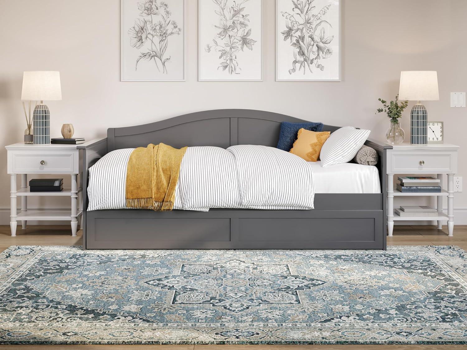 AFI Acadia Twin Wood Daybed with Twin Size Trundle in Grey