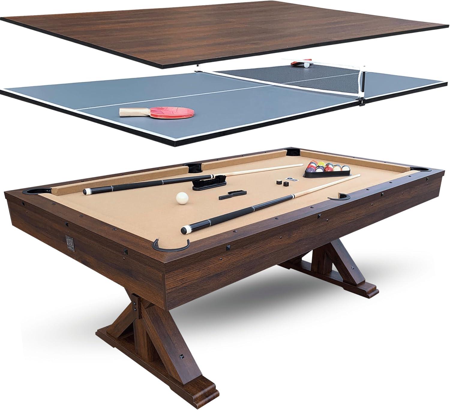 Freetime Fun Espresso 7ft 3 in 1 Multi Game Pool Table with Dining and Table Tennis Tops - RB4050A