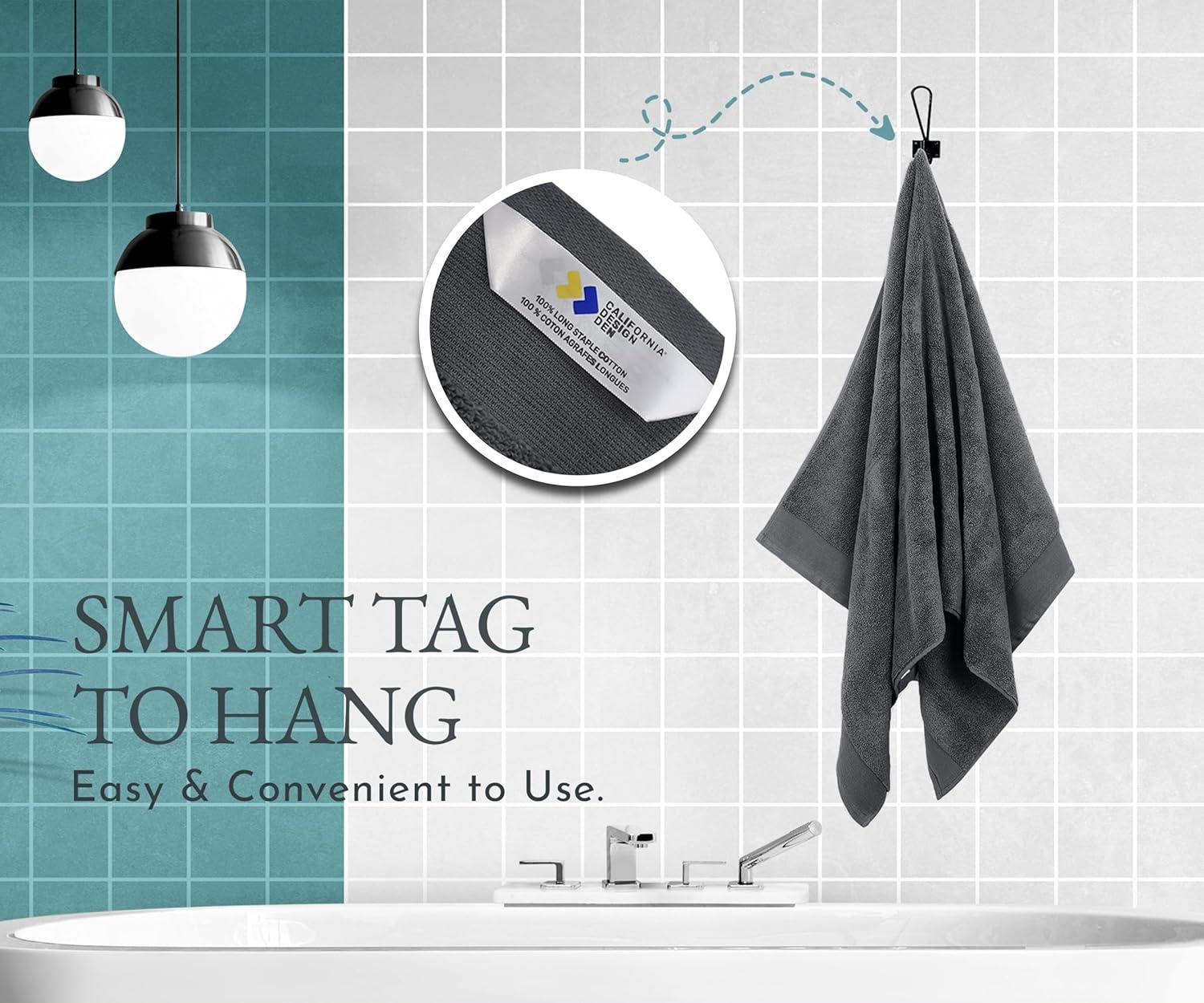 Hand Towels - 6-Pack, Softest 100% Cotton by California Design Den - Navy Blue, Six-Pcs Hand Towels