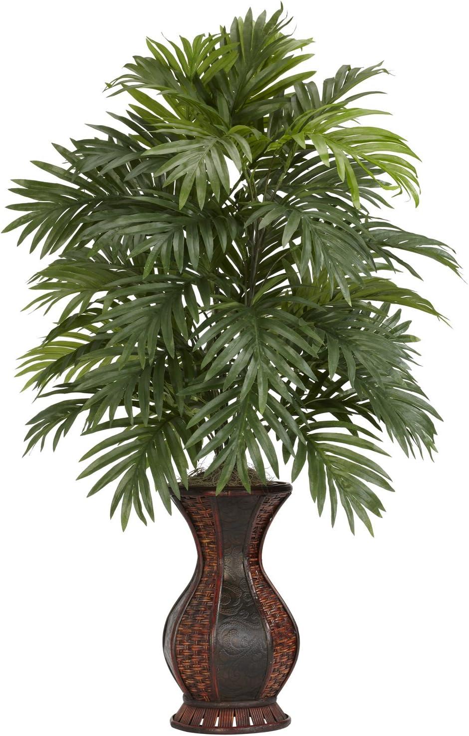 Elegant Areca Palm Silk Arrangement in Decorative Urn, 37 in.