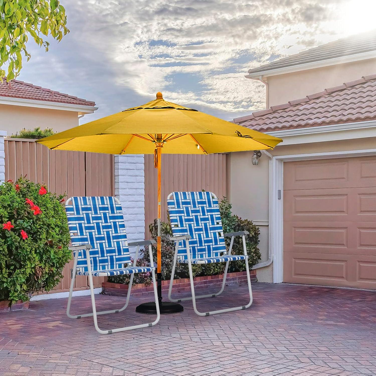 Set of 2 Blue Webbed Folding Camping Chairs with Arms