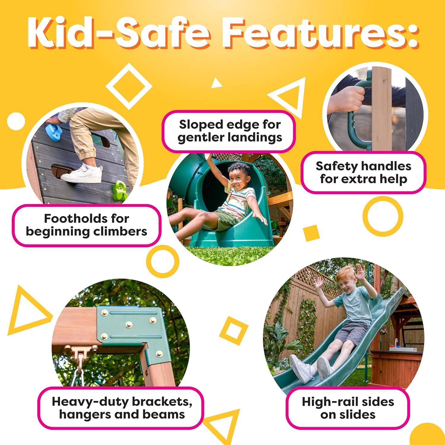 KidKraft KidKraft Boulder Station Wooden Swing Set / Playset with Tube Slide