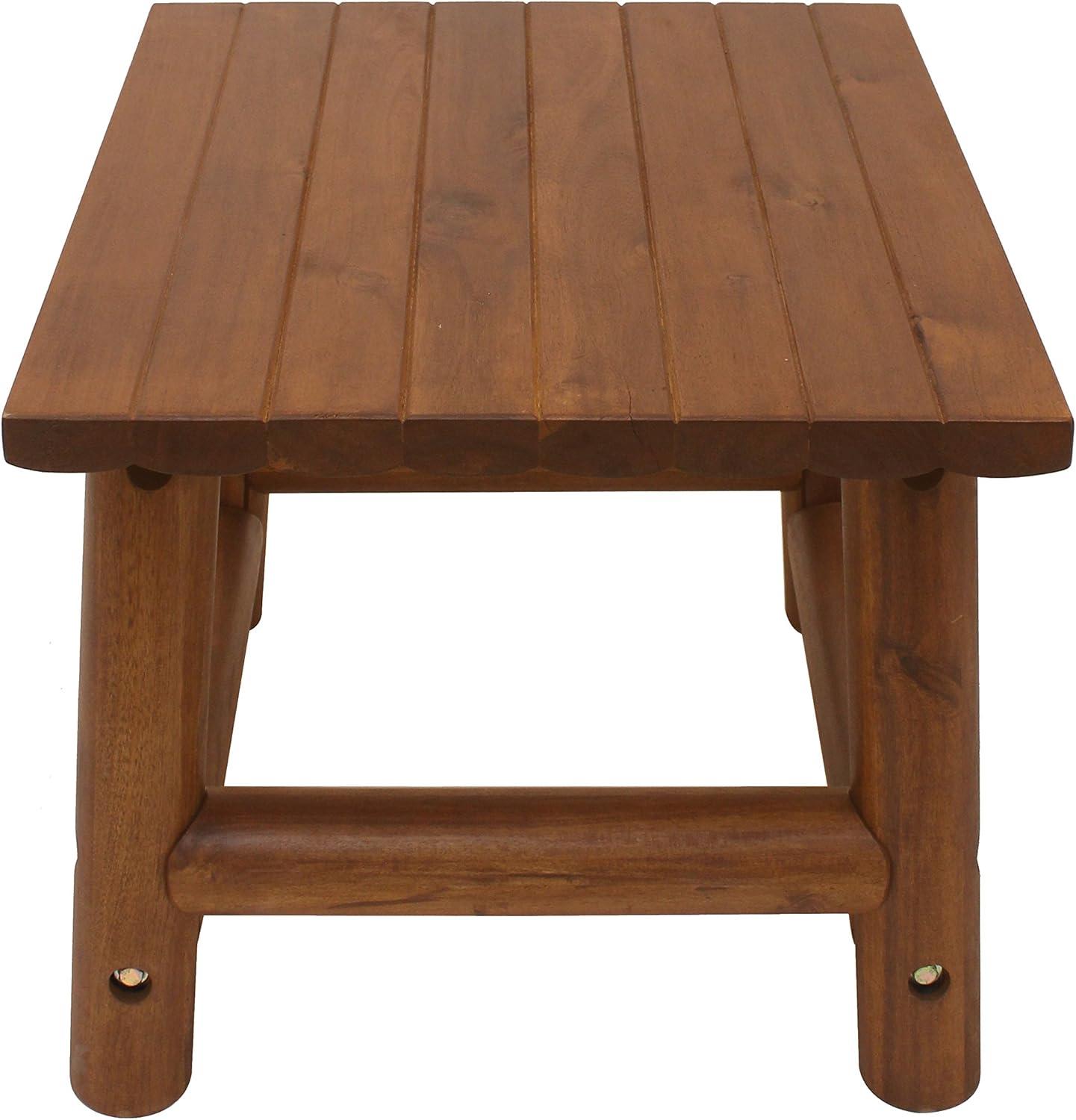 Leigh Country Amber Log Perch Handcrafted Hardwood Acacia Small Rectangular Accent Side End Table for Outdoor, Patio, and Garden, Brown