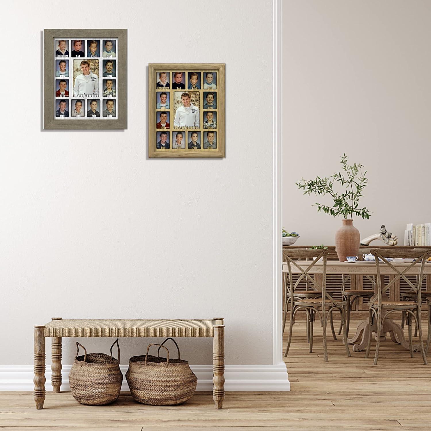 Black Wood Collage Picture Frame with White Mat for Graduation