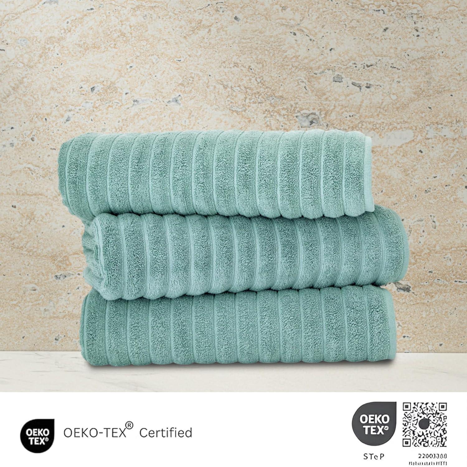 Cotton Ribbed Bath Sheet Towel Set of 3 - 40X67
