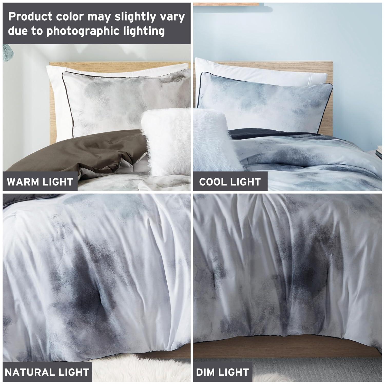 Cassiopeia Watercolor Tie Dye Printed Comforter Set with Throw Pillow