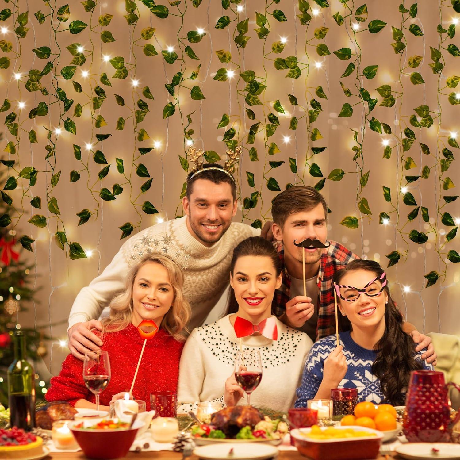 CEWOR 14 Pack 98 Feet Fake Ivy Leaves Artificial Garland Greenery Hanging Plant Vine for Bedroom Wall Decor Wedding Party Room Aesthetic Stuff