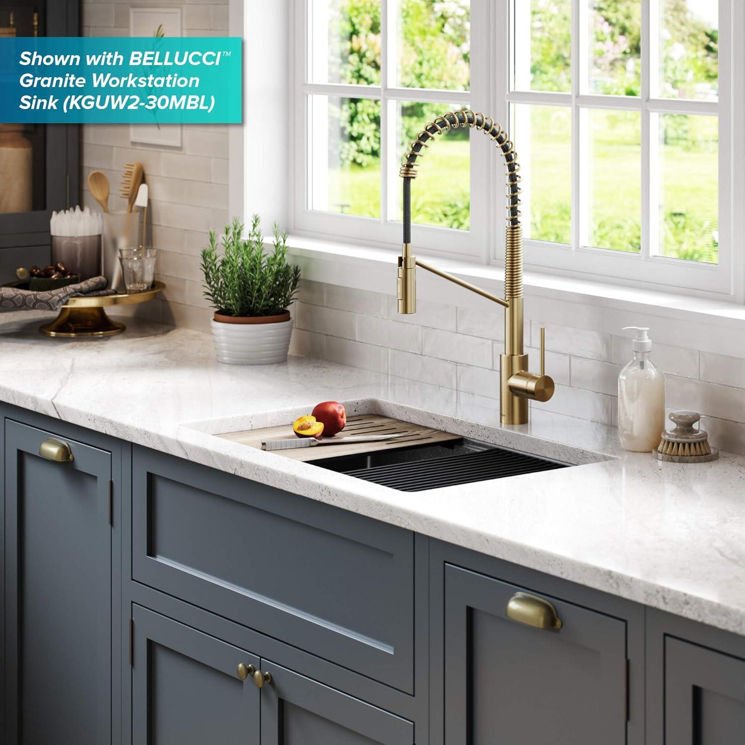 KRAUS Oletto Commercial Style Single Handle Pull Down Kitchen Faucet with QuickDock Top Mount Installation Assembly