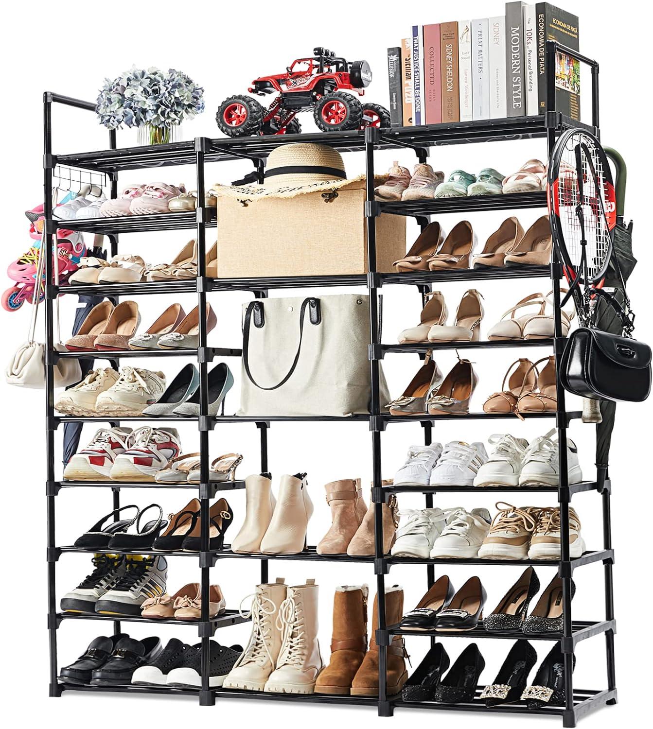 Mavivegue 9-Tier Black Metal Stackable Shoe Rack