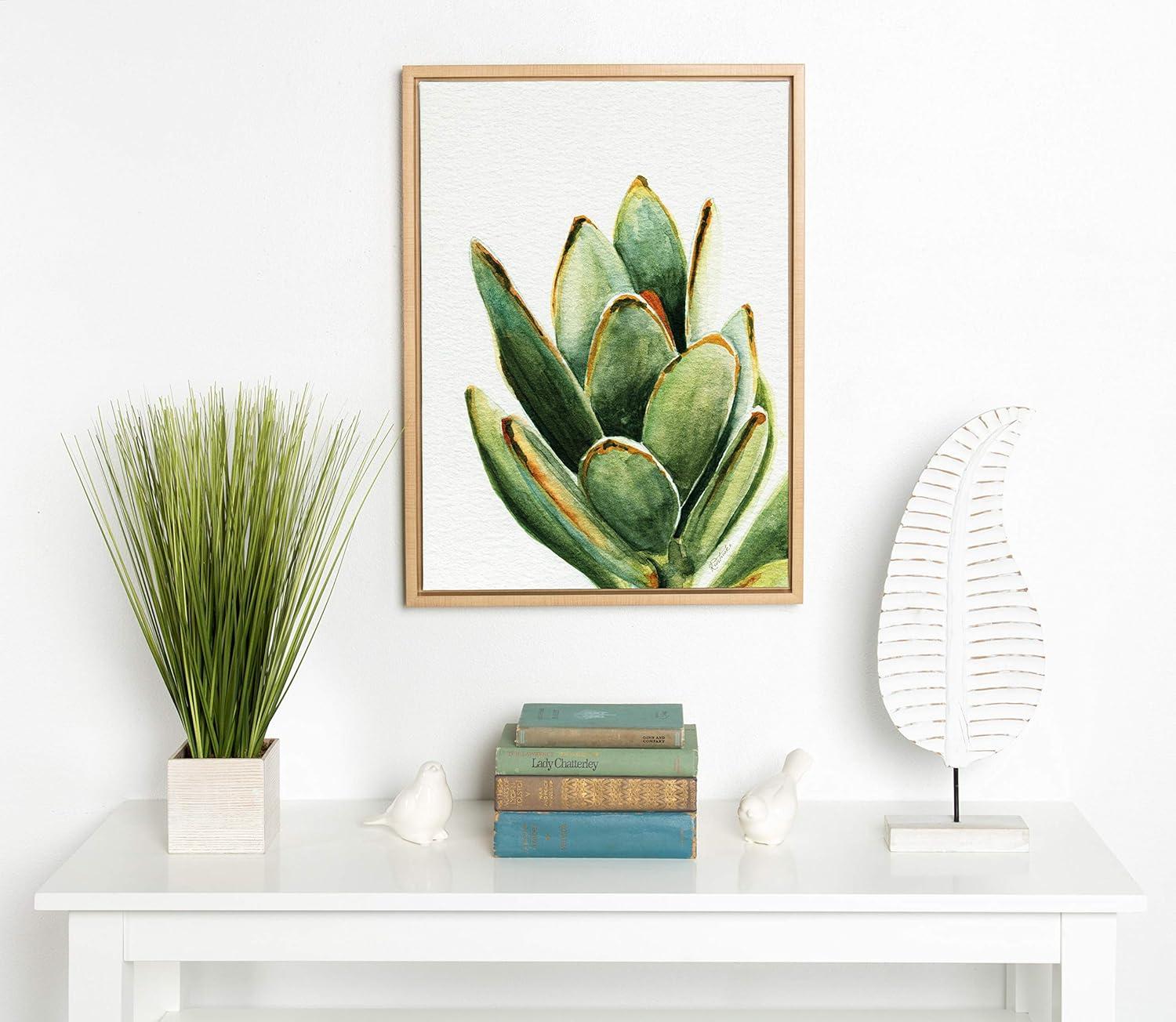 Sylvie Succulent 18 Framed Canvas By Jennifer Redstreake Geary Natural - Kate & Laurel All Things Decor