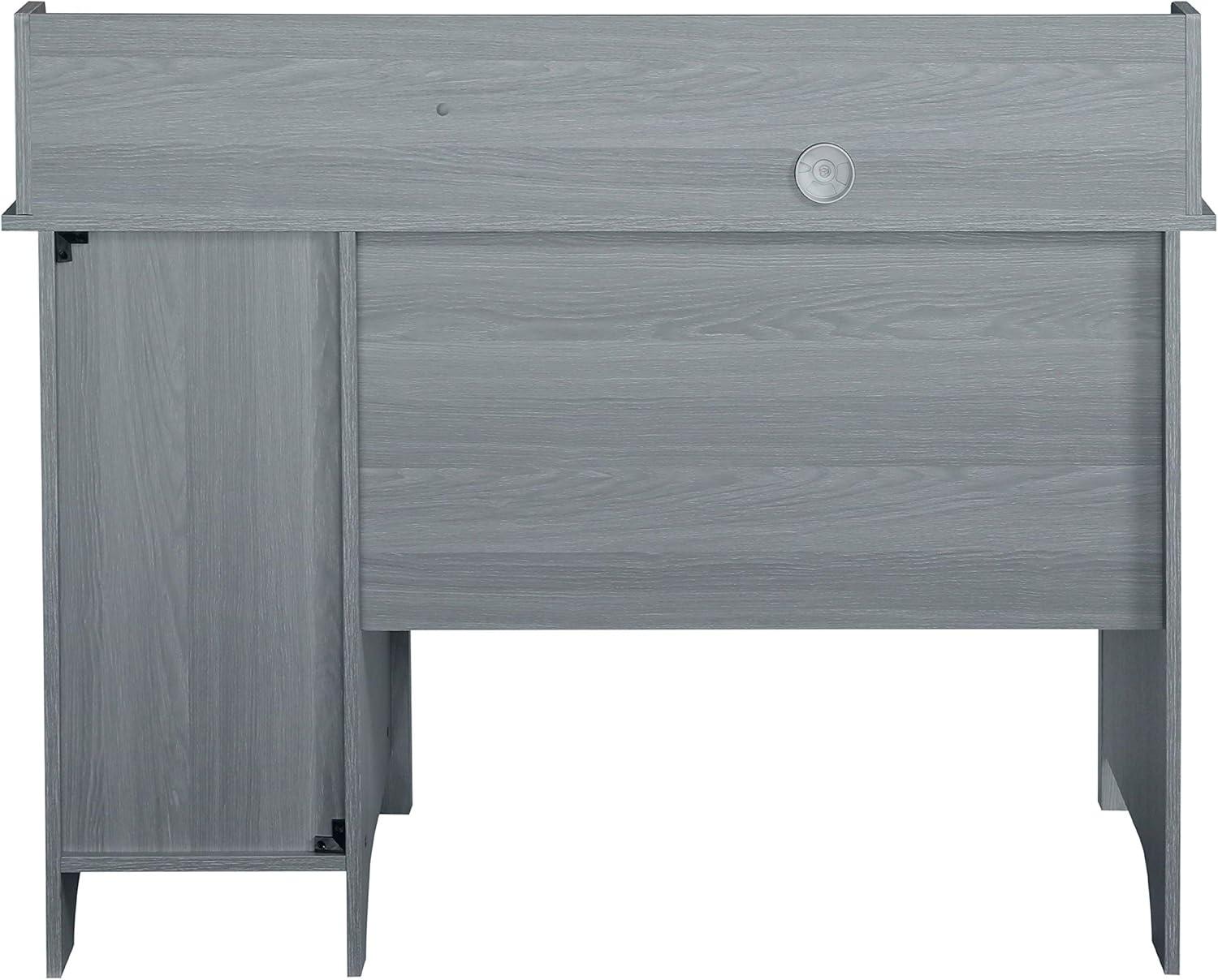 Modern Gray Wood-Design Office Desk with Hutch and Drawers