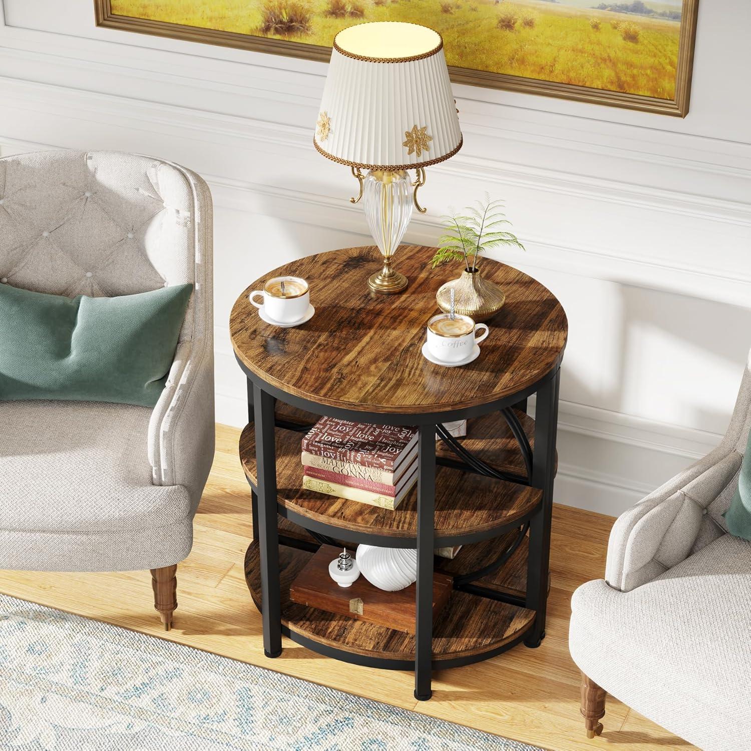 Tribesigns 1pc 3-Tier Semi Round End Table, Half Moon Accent Table