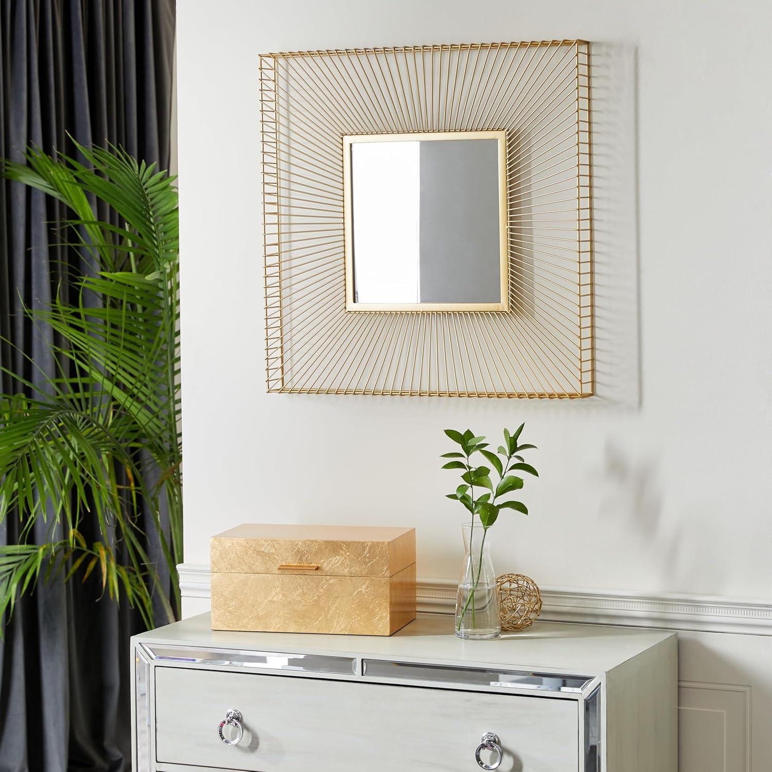 Elegant Square Gold Starburst Wall Mirror 26" x 26"