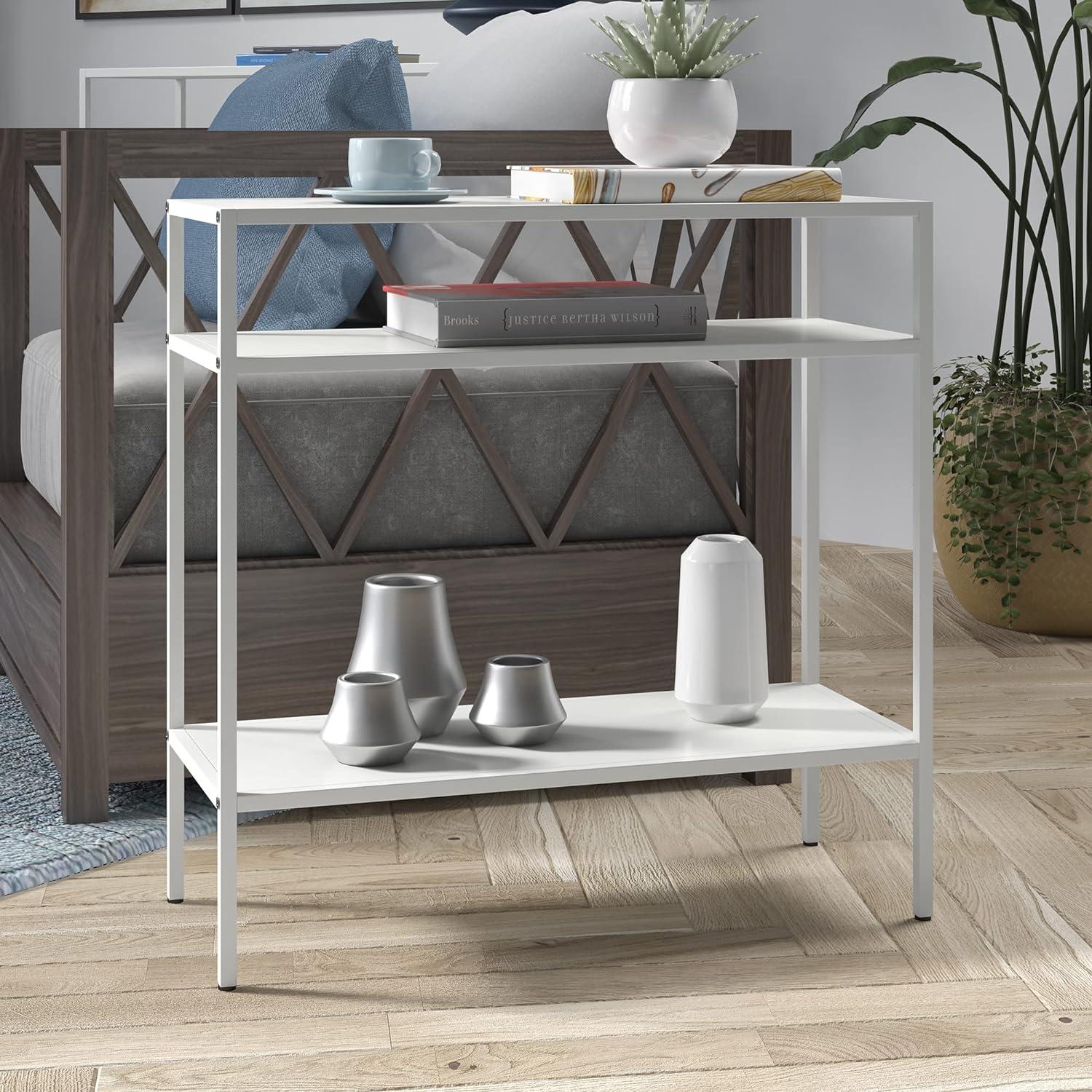 Matte White Industrial Metal Side Table 24"x24"