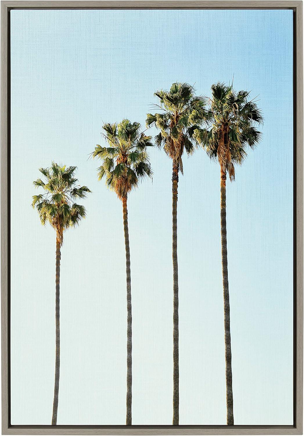 23" x 33" Sylvie Four Palm Trees Framed Canvas by Simon Te Gray - Kate & Laurel: Nautical Beachy Wall Art Decor