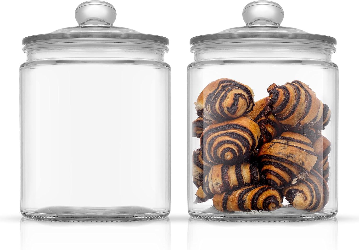 JoyJolt Glass Cookie Jar with Airtight Lid, 67oz.