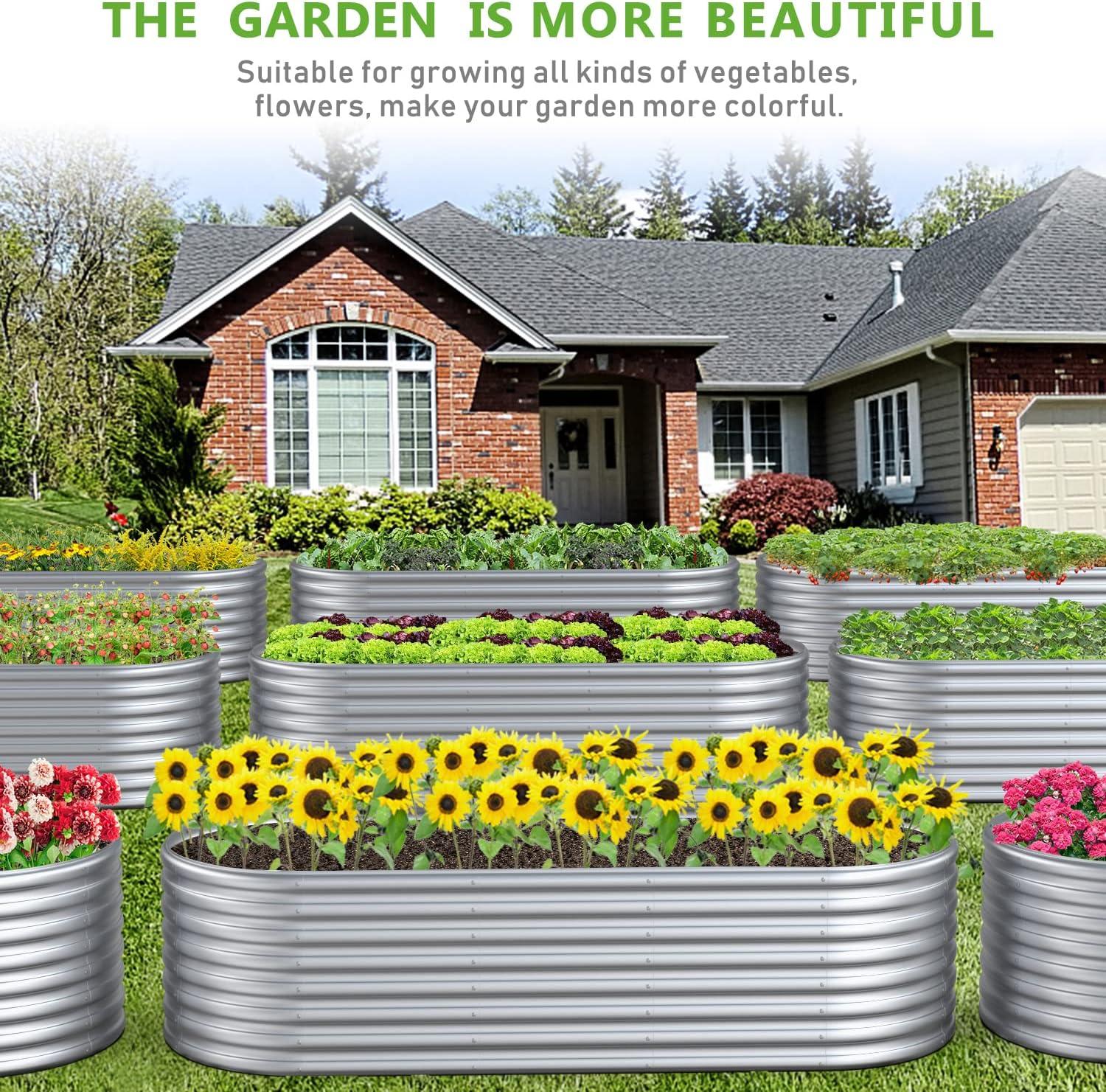 96" Silver Galvanized Metal Raised Garden Bed