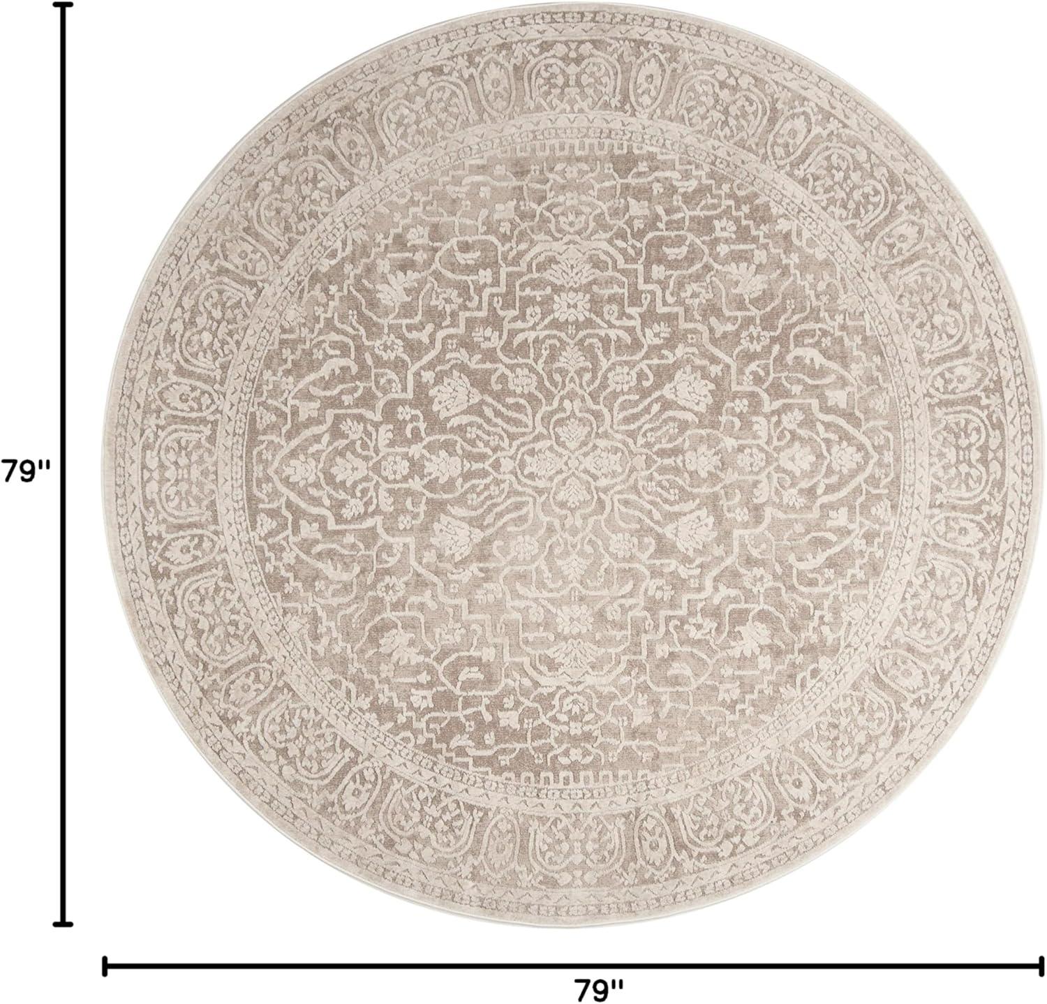 Reflection RFT670 Power Loomed Indoor Area Rug - 6'7" Round - Beige/Cream - Safavieh