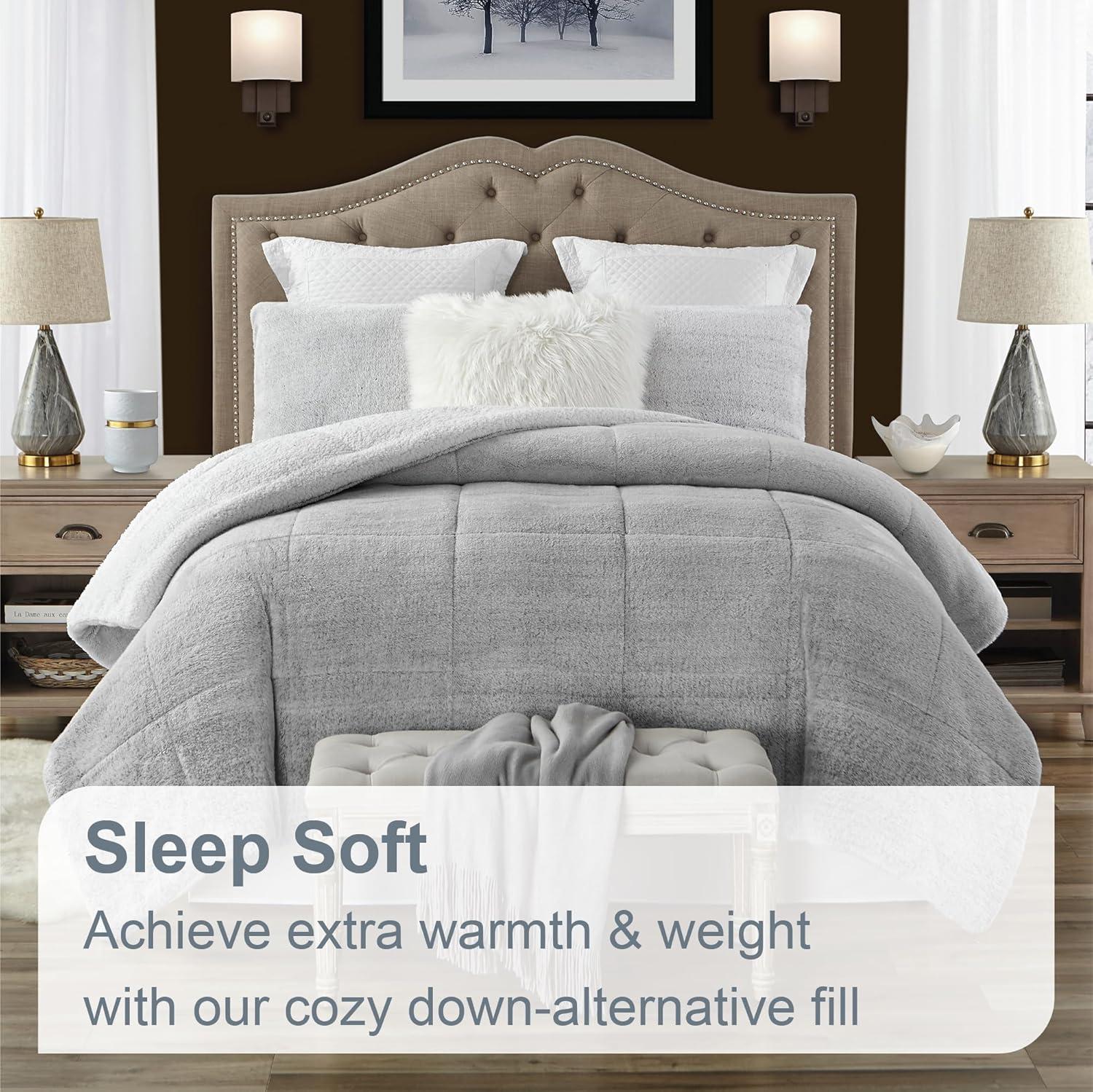 Ultra Plush Reversible Faux Fur and Sherpa 3-Piece Comforter Set