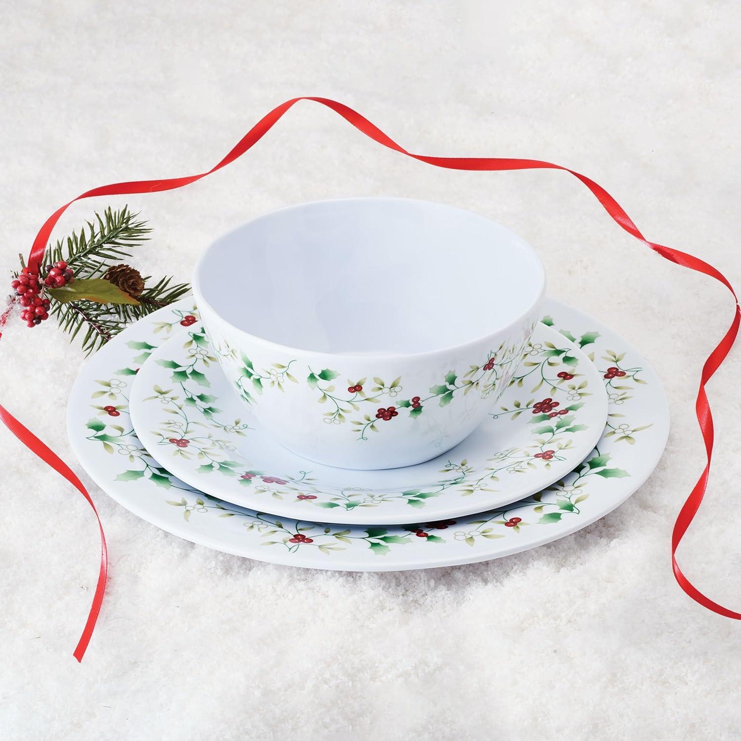 Winterberry Melamine Holiday Dinnerware Set, Service for 6