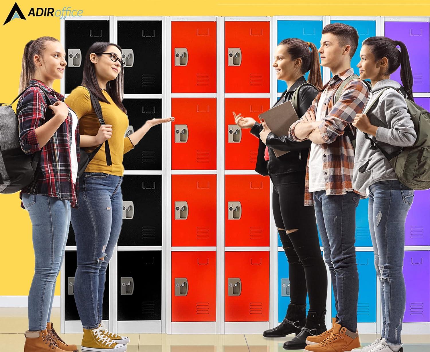 AdirOffice 12'' Wide Steel 4-Tier School and Gym Locker