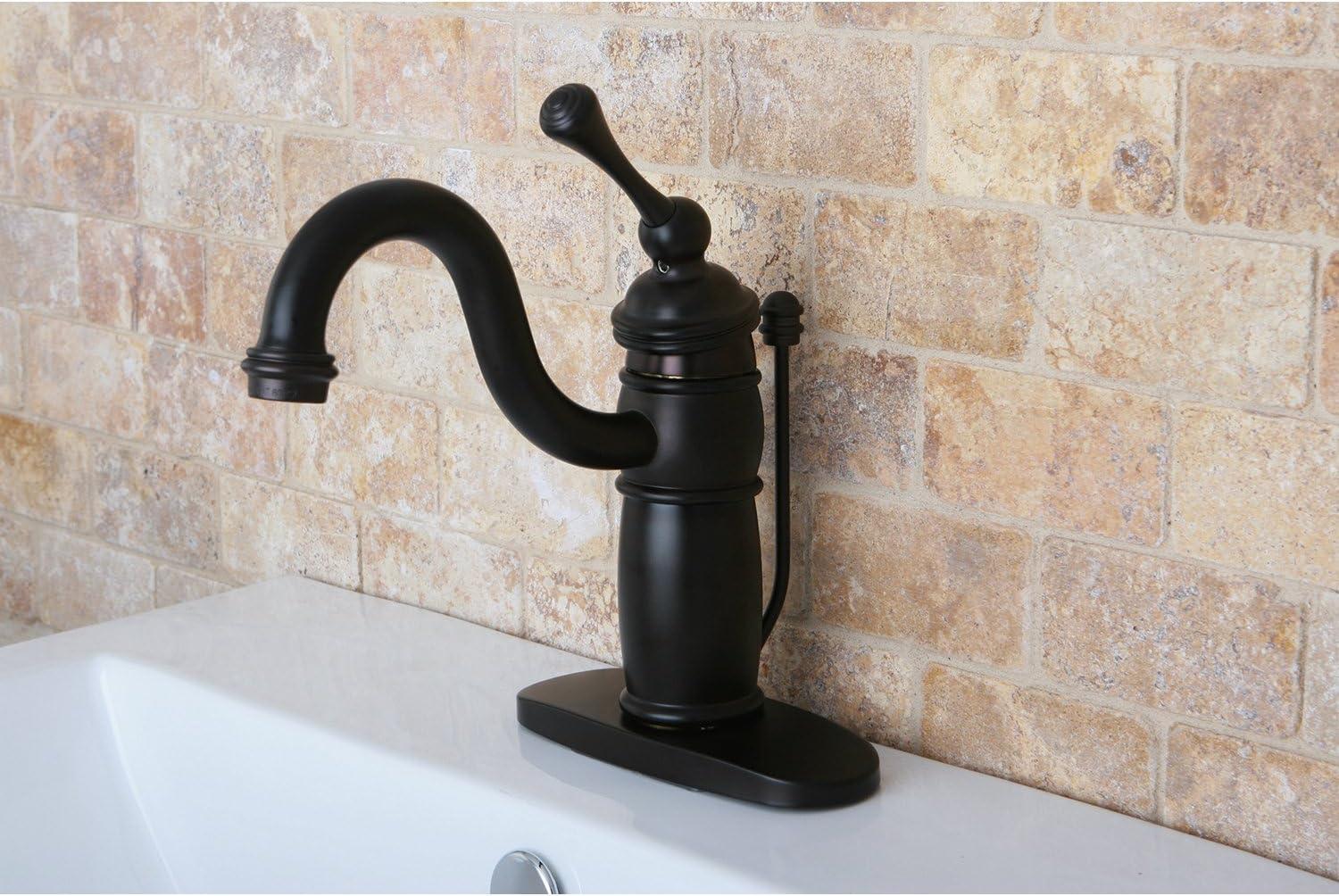 Kingston Brass KB1405BL Victorian Single-Handle Bathroom Faucet with Pop-Up Drain, Oil Rubbed Bronze