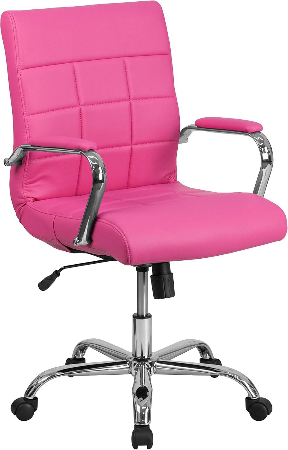 Flash Furniture Mid-Back Vinyl Executive Swivel Office Chair with Chrome Base and Arms