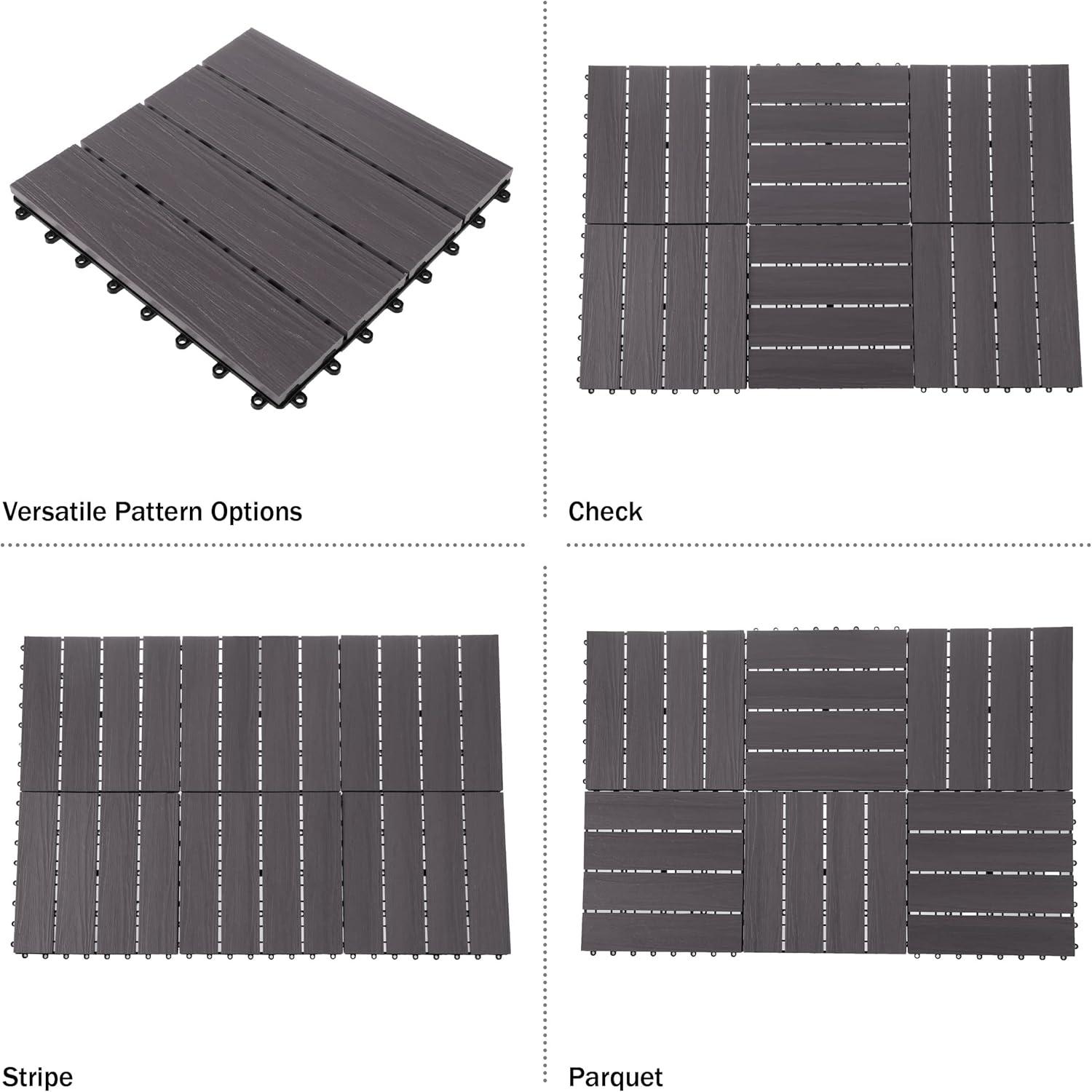 Gray Composite Wood Interlocking Deck Tiles, 30-Pack