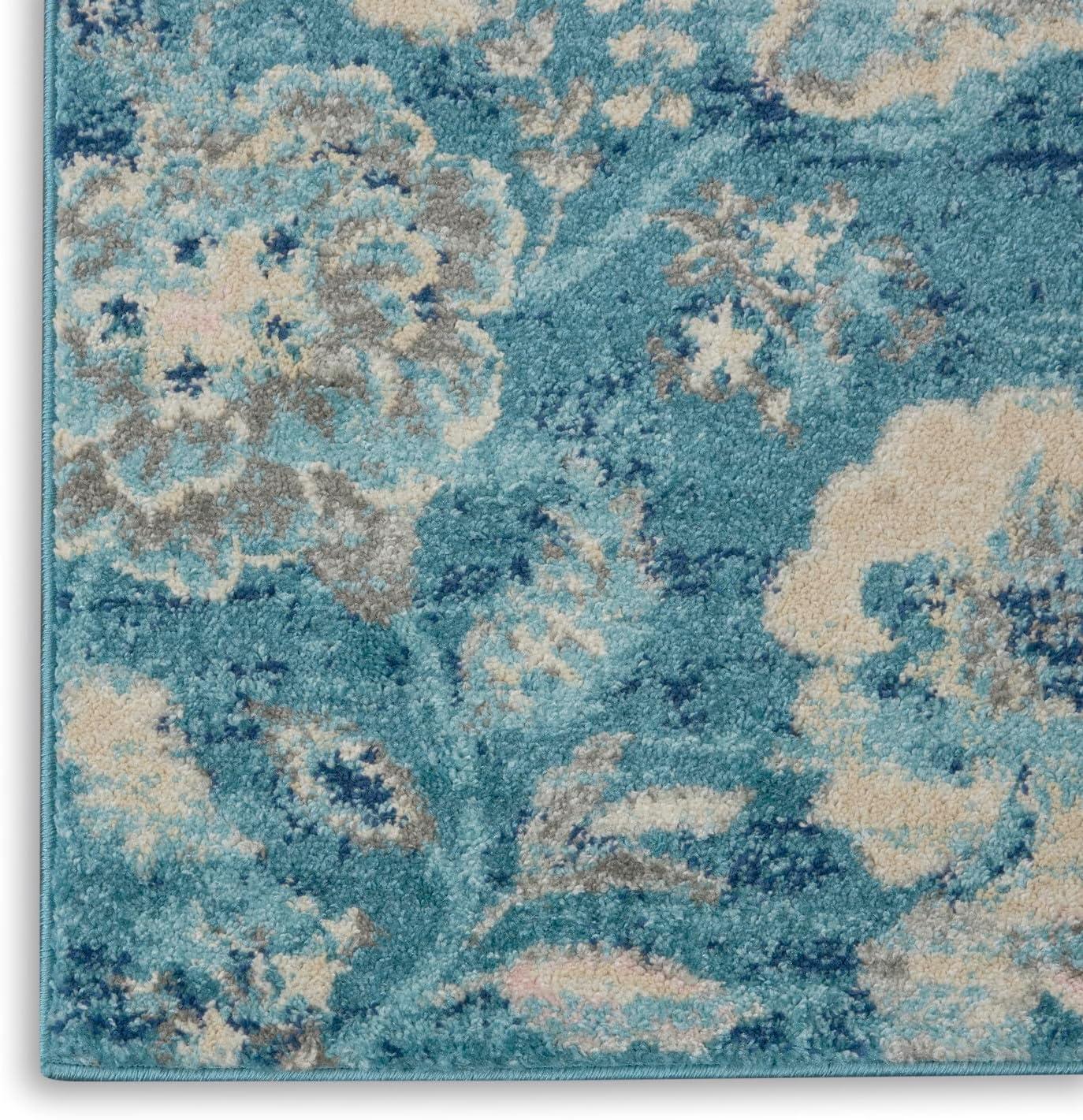 Tranquil TRA02 Ivory/Light Blue Area Rug French Country Eclectic Floral By Nourison