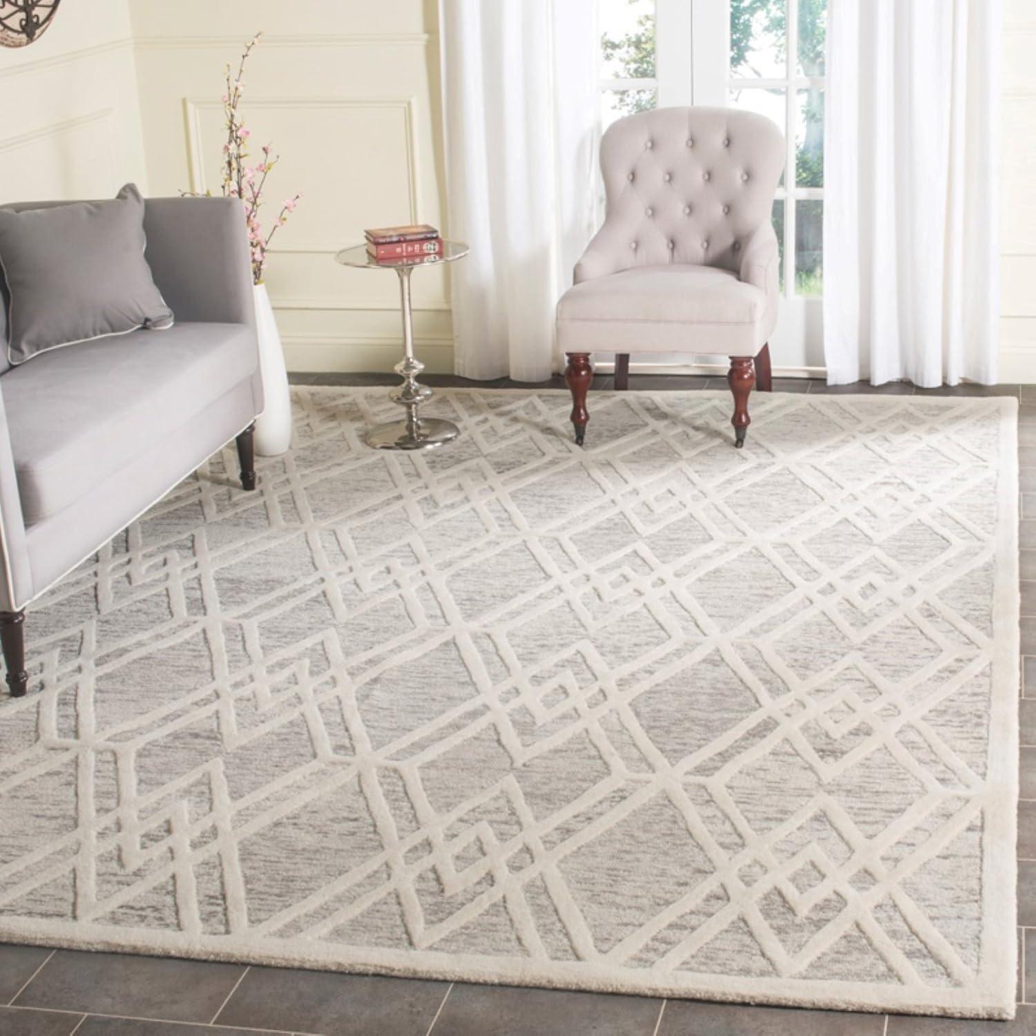 Light Brown and Ivory Hand-Tufted Wool Area Rug, 5' x 8'