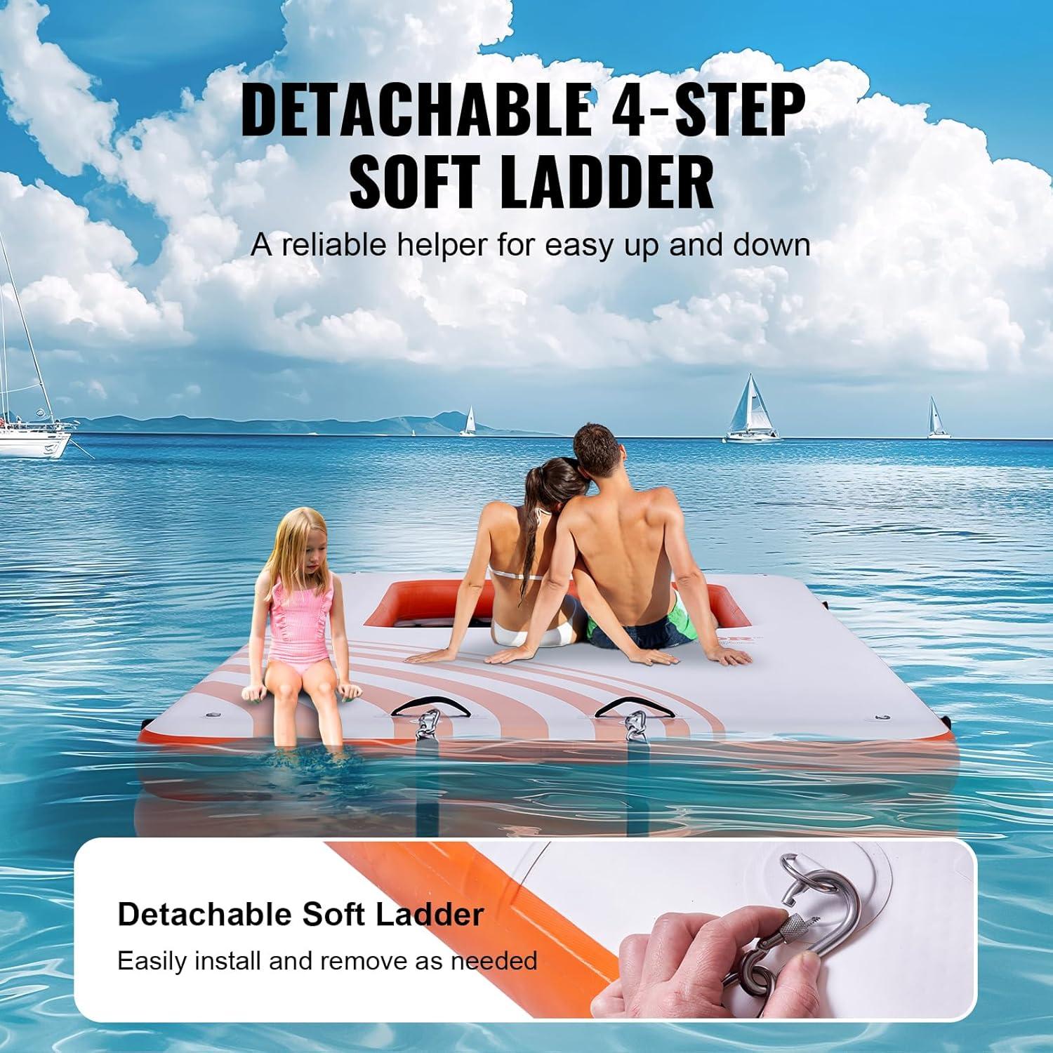 Stellweilan Tessberg 15x6.5FT Inflatable Dock Platform with 4*6FT Trampoline Mesh Pool, Floating Platform Water Mat