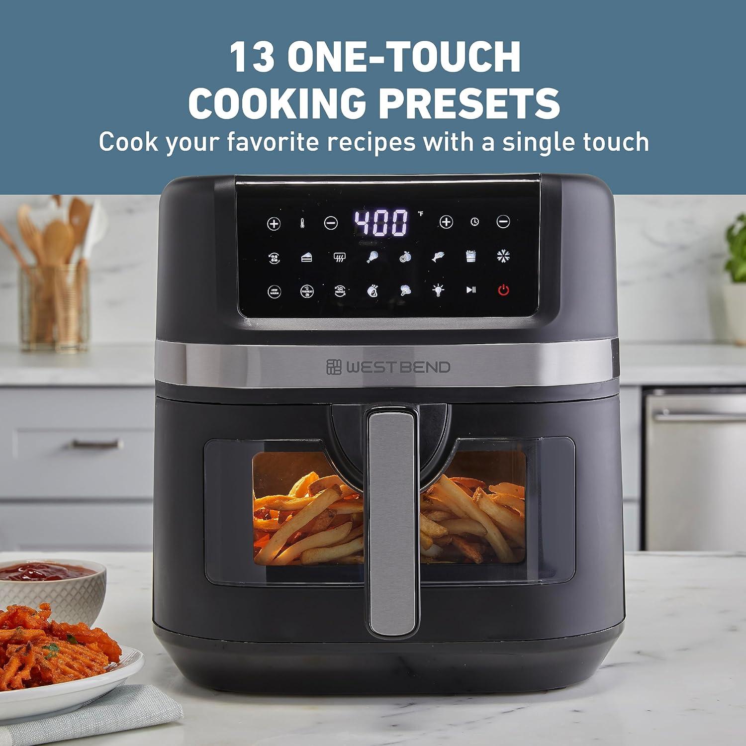 West Bend AFWB7QBK13 7 qt Air Fryer, Black with 13 One-Touch Presets