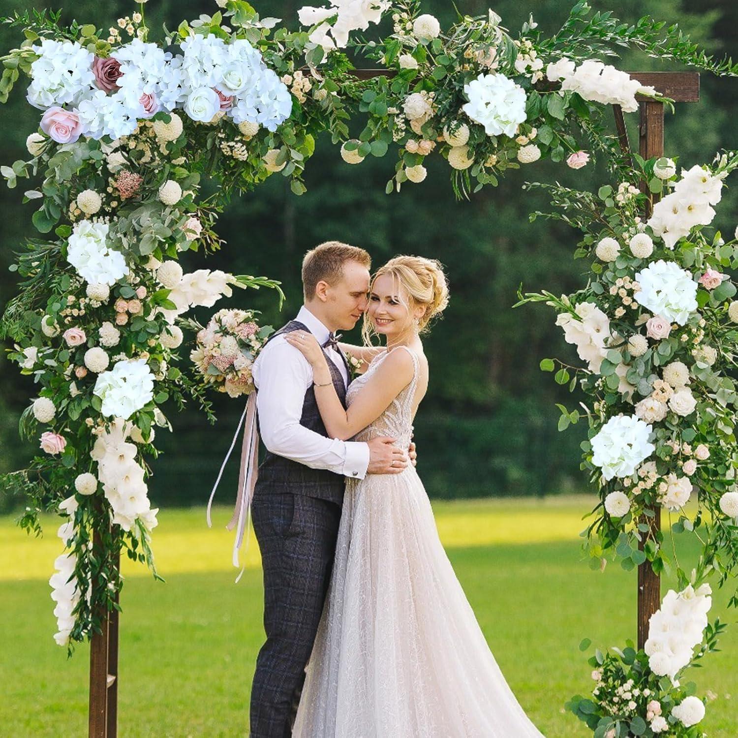 TITOUMI Hydrangea Silk Flowers Heads Blush Pack of 10 Full Hydrangea Flowers Artificial with Stems for Wedding Home Party Shop Baby Shower Décor