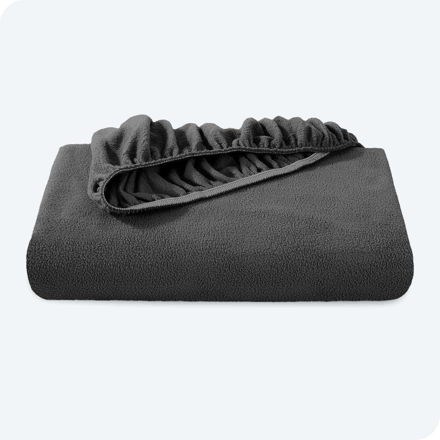 Twin Size Grey Polar Fleece Fitted Sheet by Bare Home