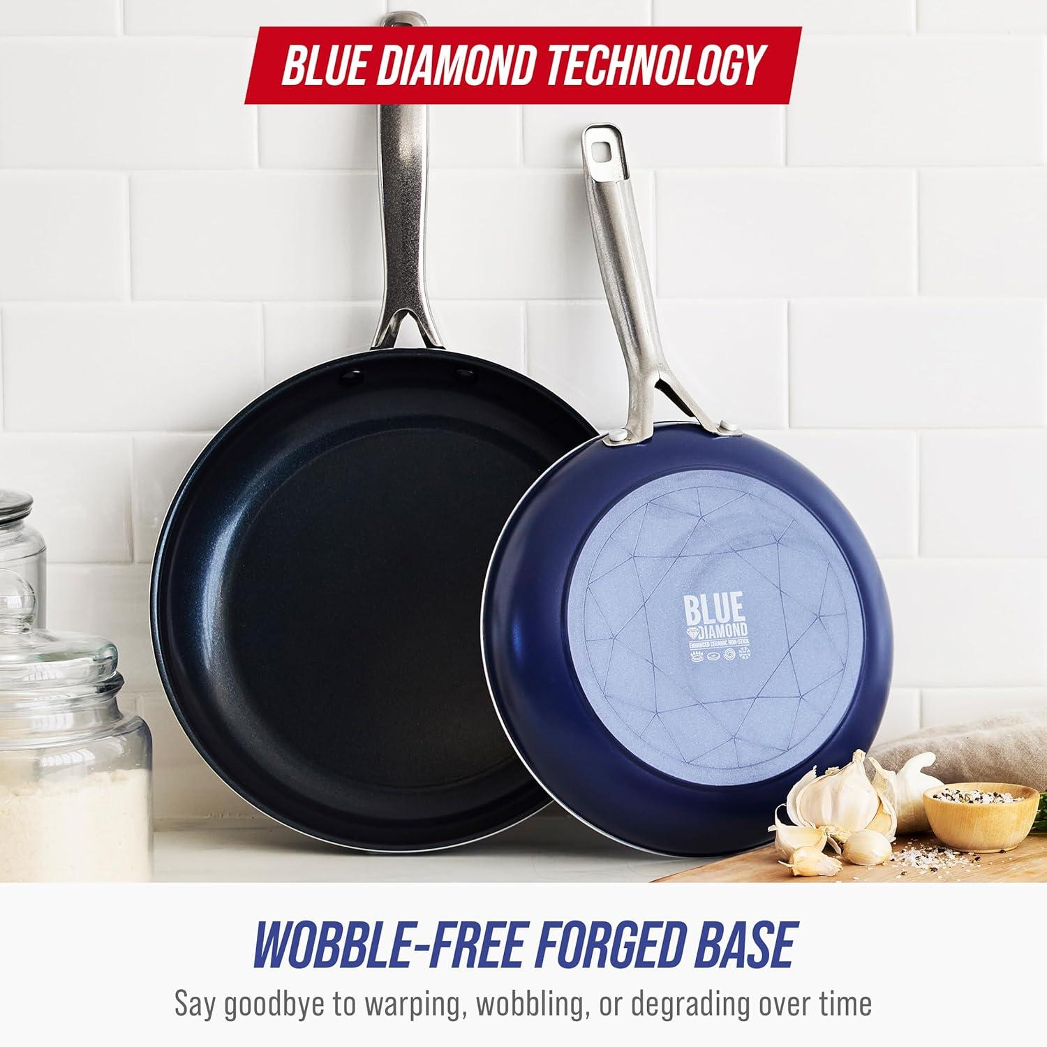 Blue Diamond Toxin-Free Ceramic Nonstick 2-Pack Frypan/Skillet Set, 9.5" and 11"